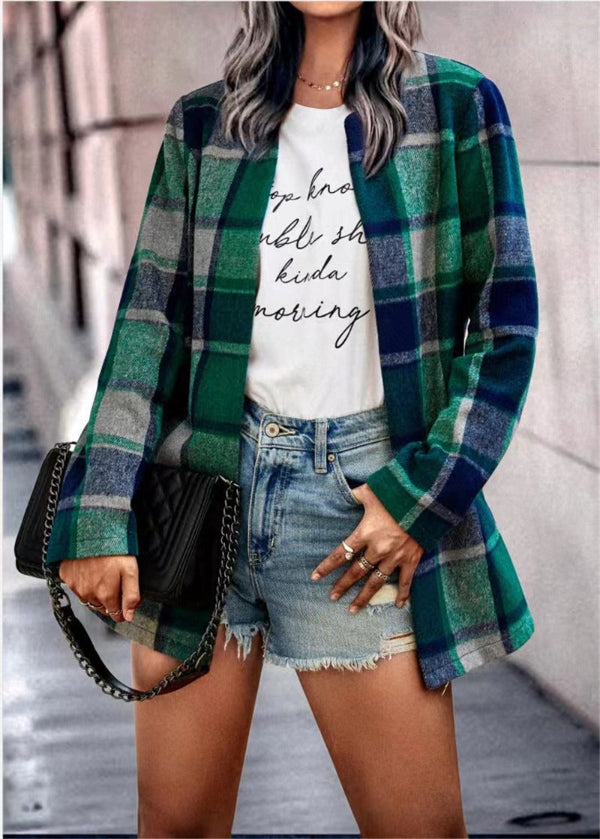 Janina - Cappotto-cardigan a quadri ampio e chic