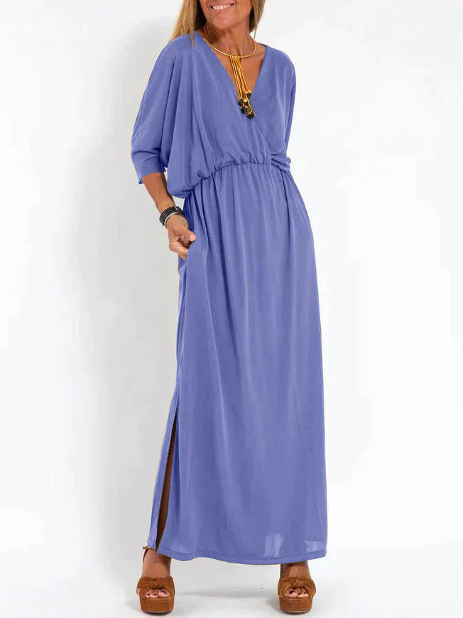 Luli - Abito Donna Casual Tinta Unita Con Scollo a V e Spacco