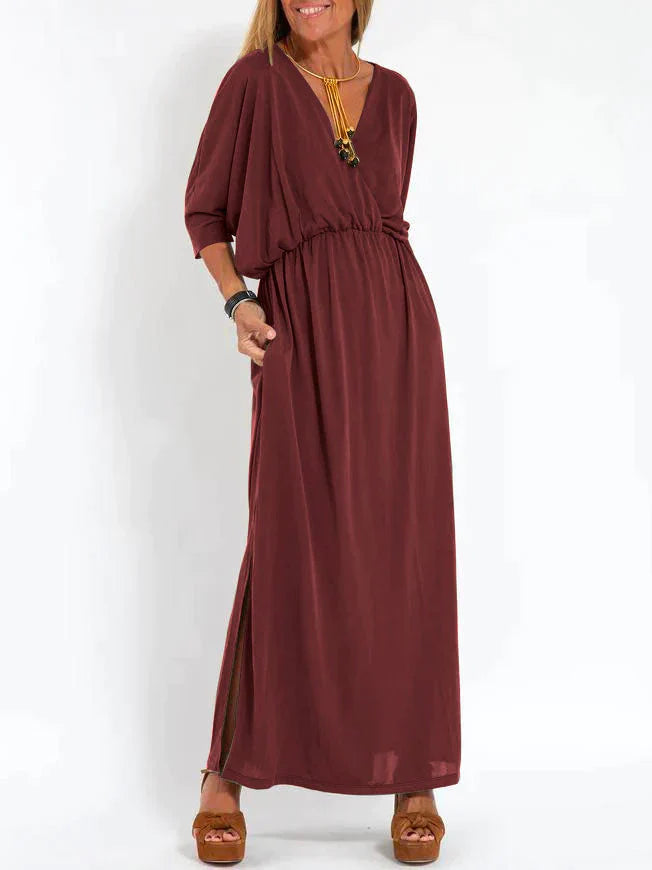Luli - Abito Donna Casual Tinta Unita Con Scollo a V e Spacco