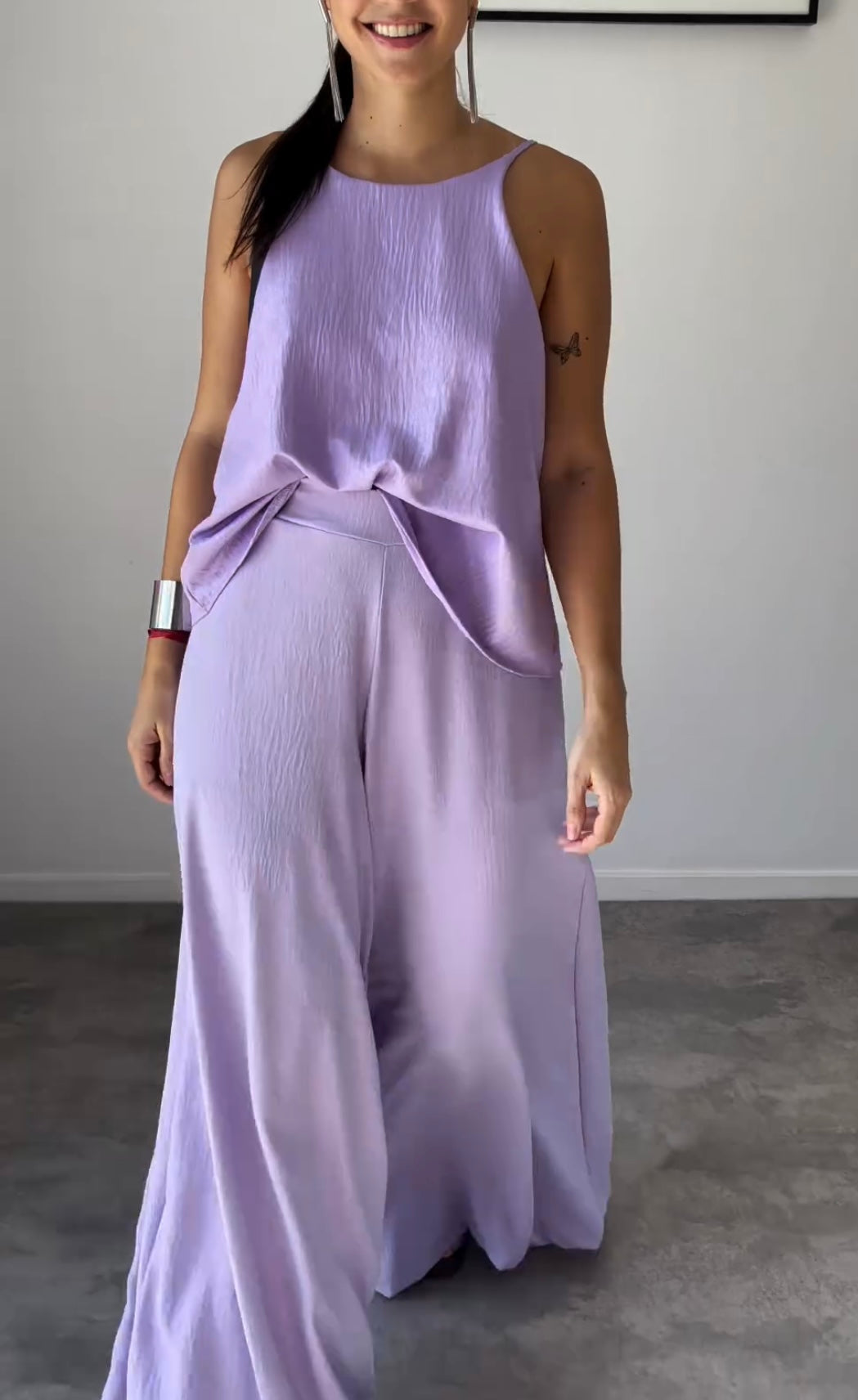 Susan - Completo elegante con top senza maniche e pantaloni larghi