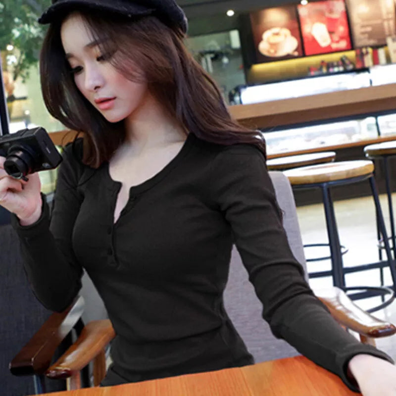 Helena - Camicia slim a maniche lunghe con bottoni sul davanti