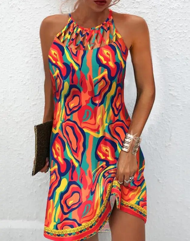 Cosima - Abito multicolore con stampa astratta