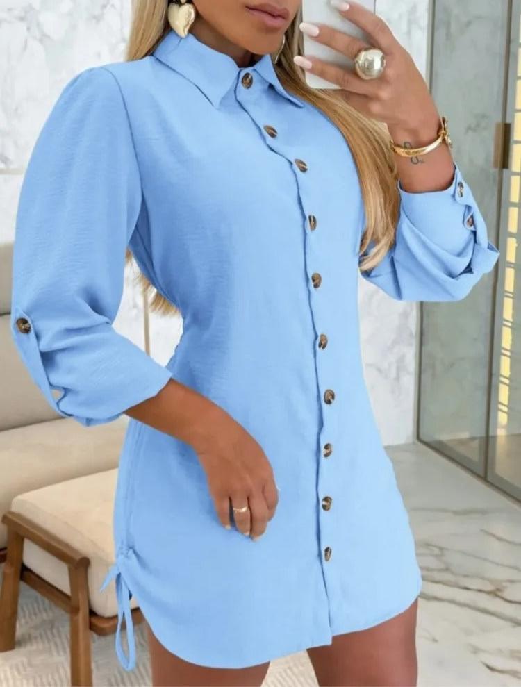 Lottie - Abito-camicia a maniche lunghe con colletto rovesciato e abbottonatura