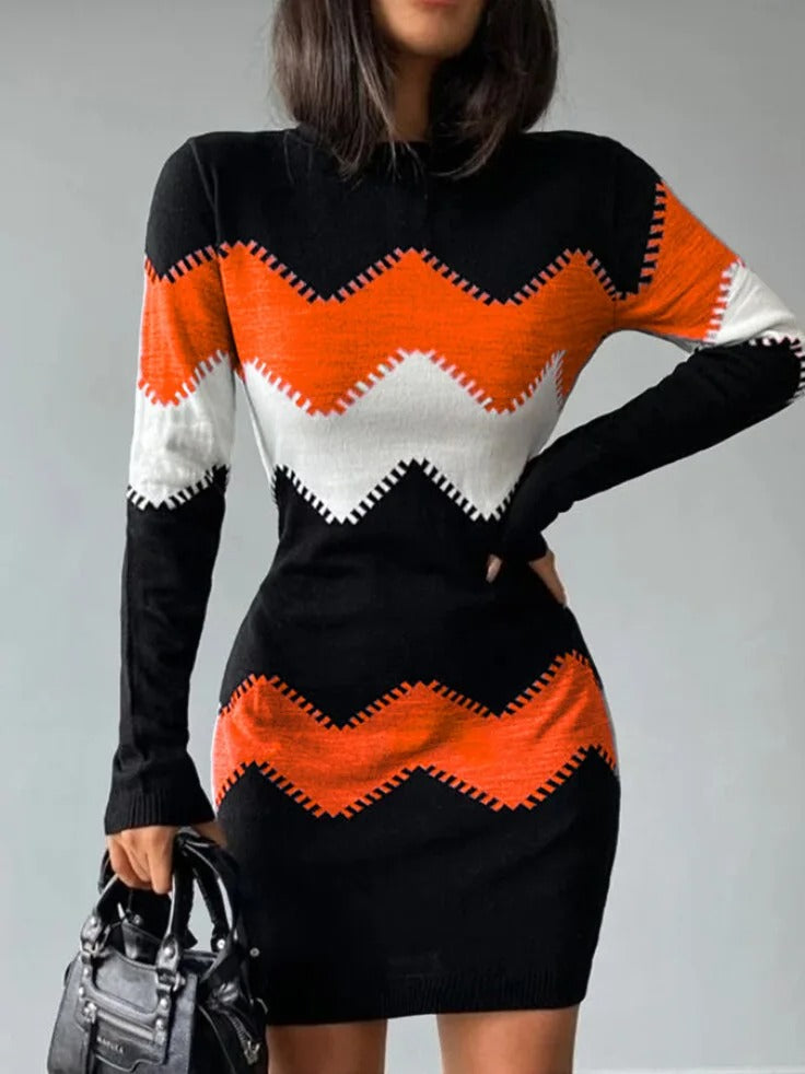 Hilda - Mini abito in maglia alla moda con stampa