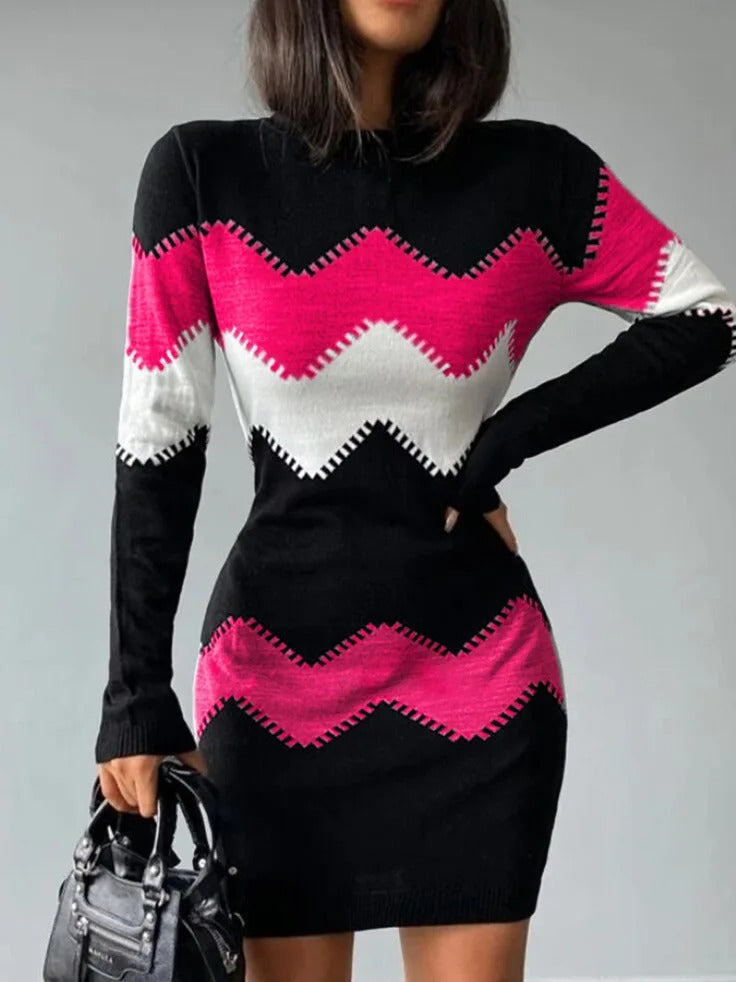 Hilda - Mini abito in maglia alla moda con stampa