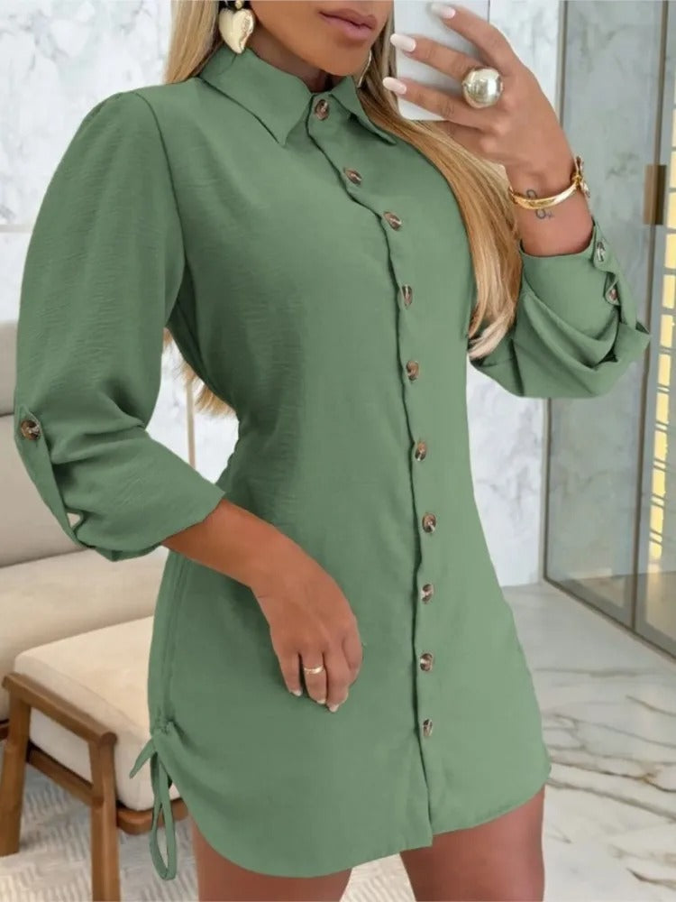 Lottie - Abito-camicia a maniche lunghe con colletto rovesciato e abbottonatura