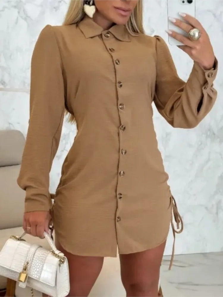 Lottie - Abito-camicia a maniche lunghe con colletto rovesciato e abbottonatura