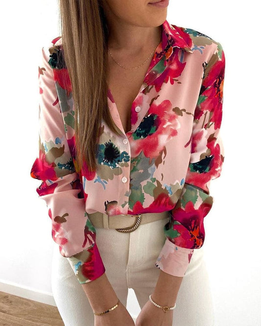 Cristal - Elegante blusa floreale a maniche lunghe
