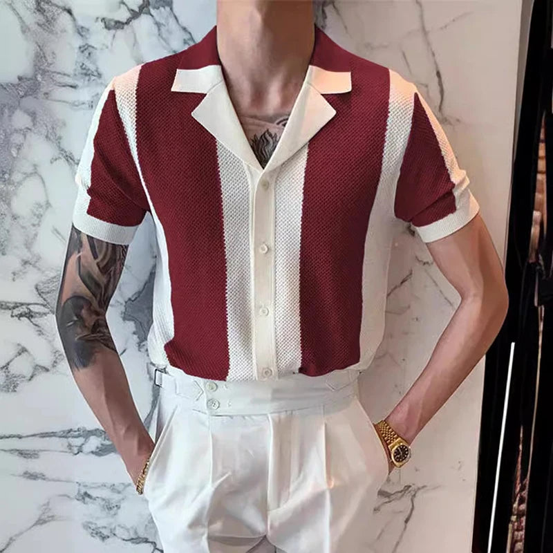 Jared - Polo a righe in maglia con bottoni