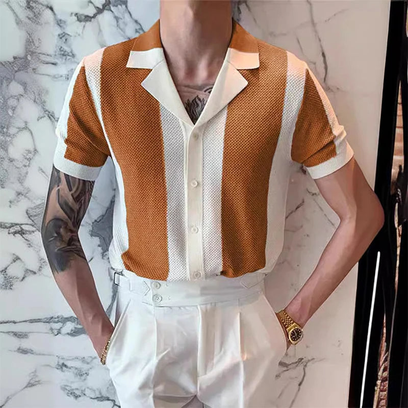 Jared - Polo a righe in maglia con bottoni
