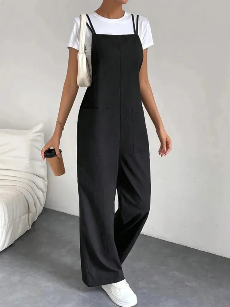 Glenda - Tuta casual aderente con spalle larghe e gamba larga