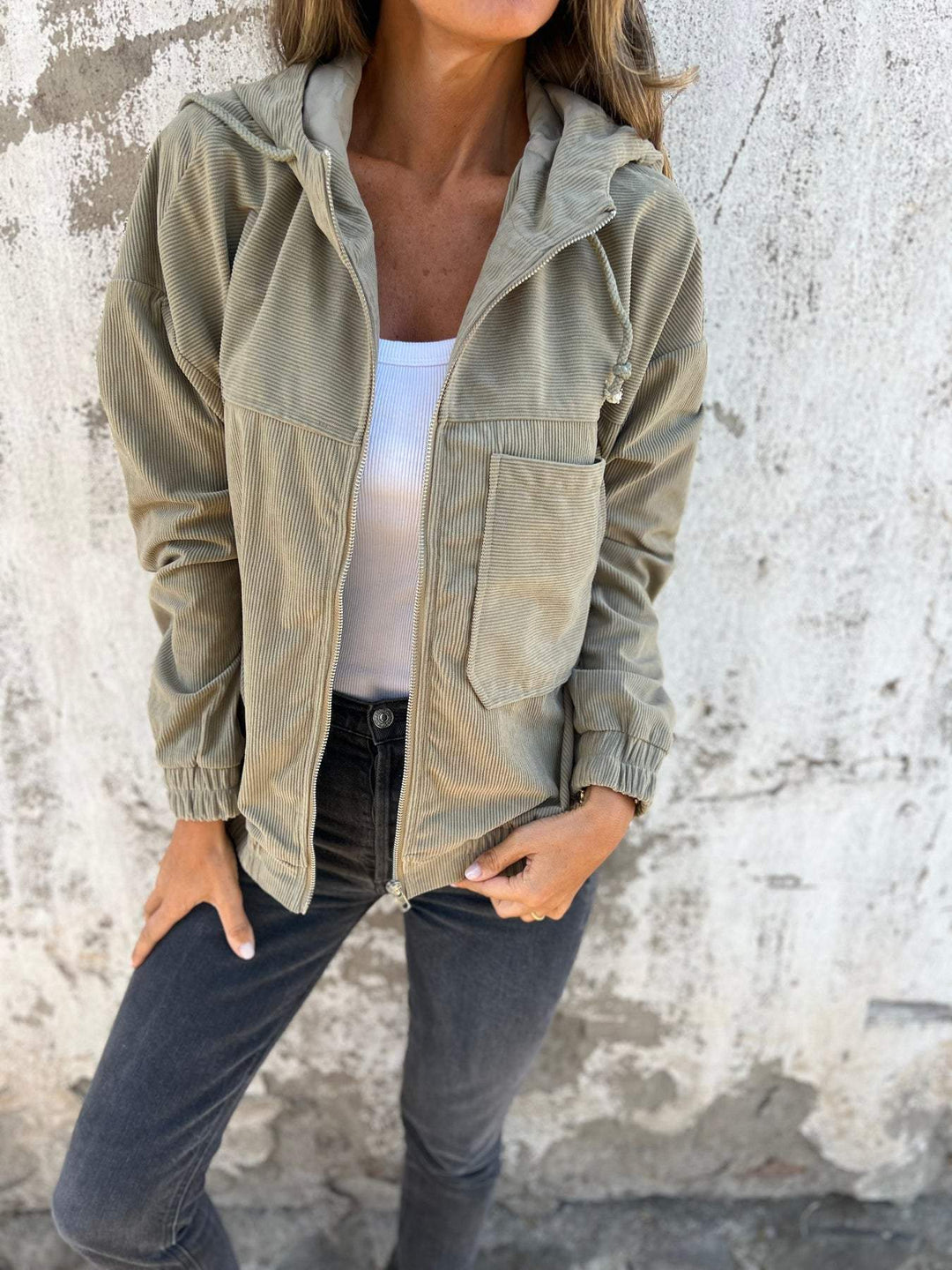 Edeline - Giacca casual con cappuccio e zip