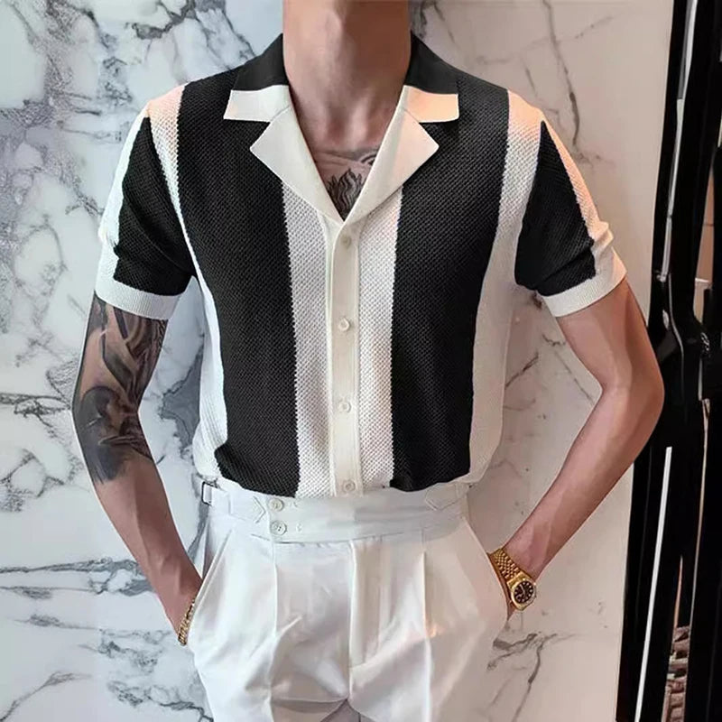 Jared - Polo a righe in maglia con bottoni