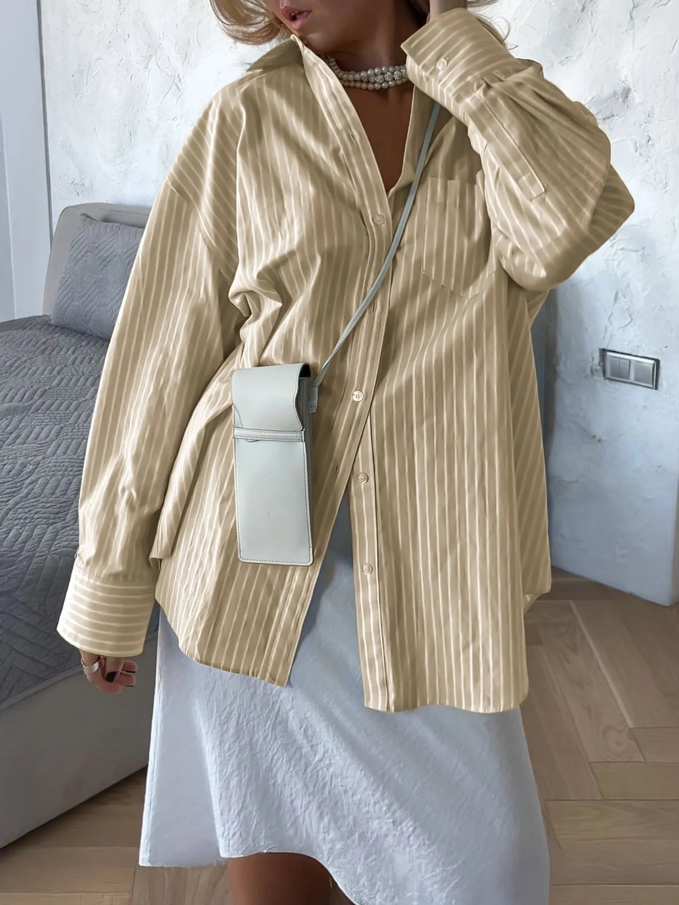 Elisa - Camicia ampia a righe con bottoni e maniche lunghe