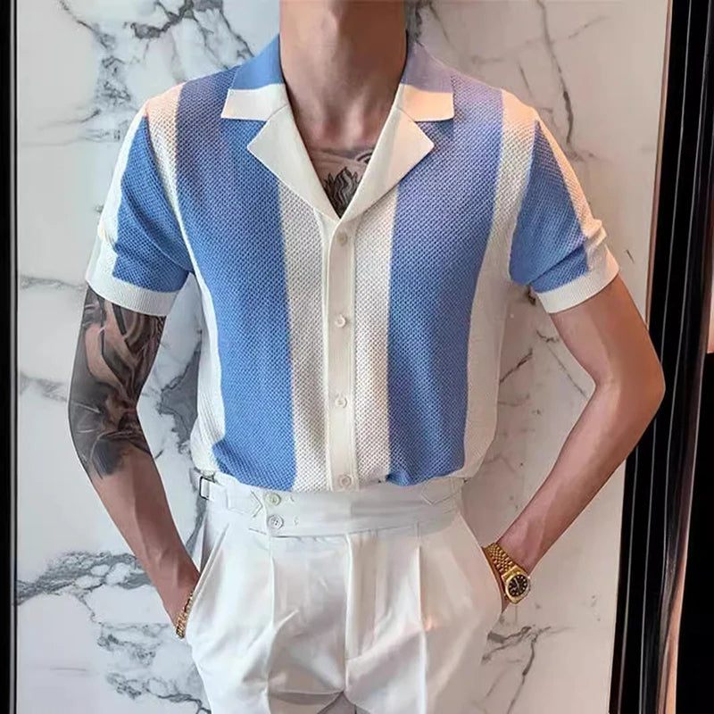 Jared - Polo a righe in maglia con bottoni