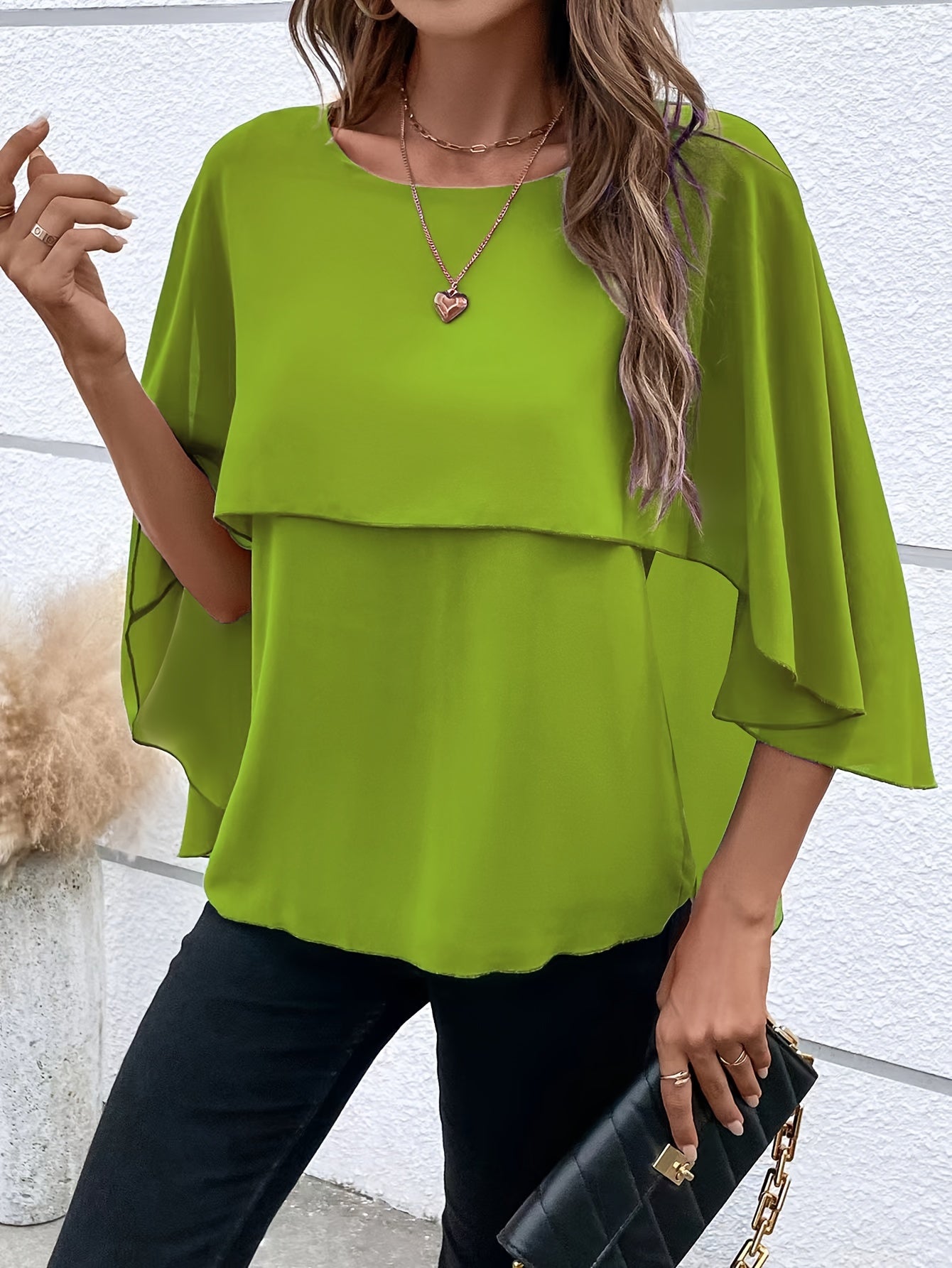 Arah - Elegante Blusa a Strati con Maniche Pipistrello