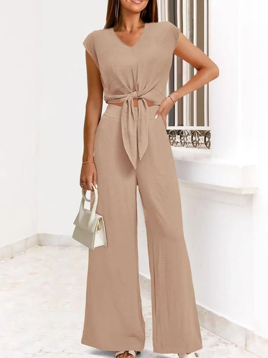 Fianna - Elegante completo con top e pantaloni a gamba larga