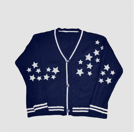Ada - Cardigan con bottoni sul davanti e motivo a stelle