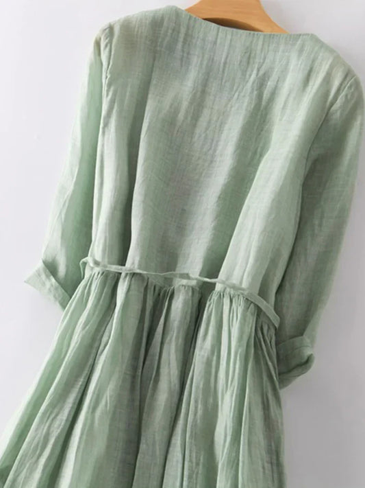 Amalie - Vestito con volant in cotone e lino