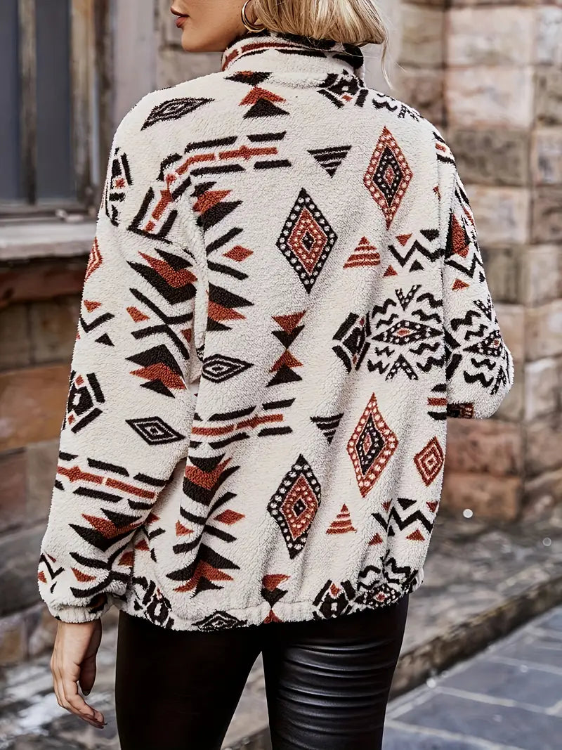 Frenda - Elegante giacca in pile con motivo geometrico