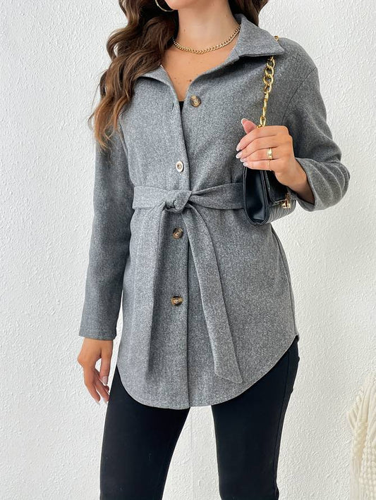 Glenda - Elegante cappotto con bottoni e cintura da annodare
