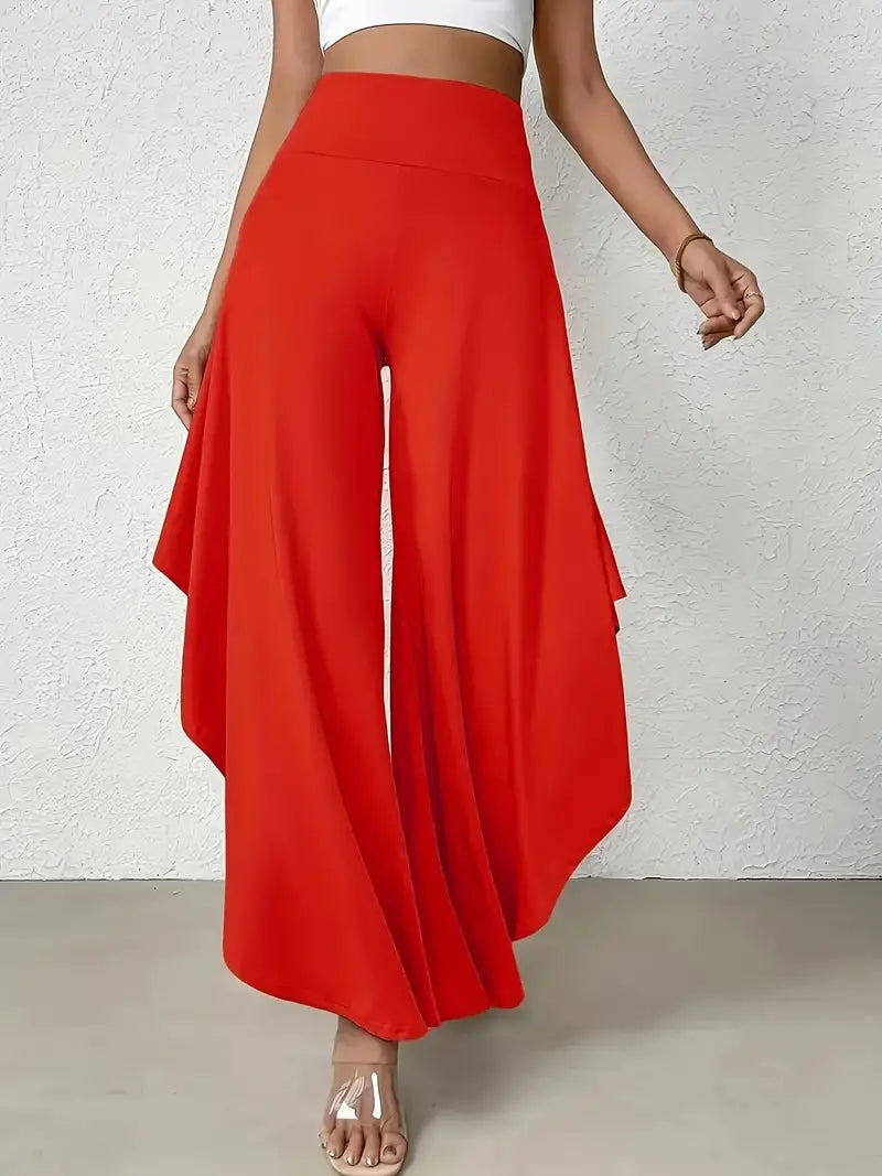 Ingrid - Pantaloni a gamba larga con orlo asimmetrico