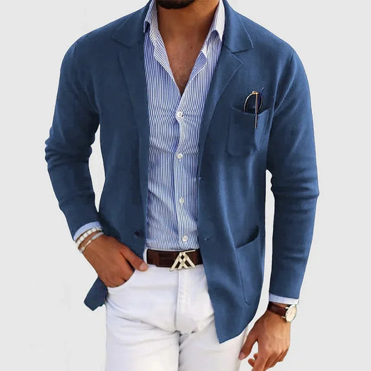 Blazer da uomo elegante con tasche casual con bottoni e colletto a revers – Nico