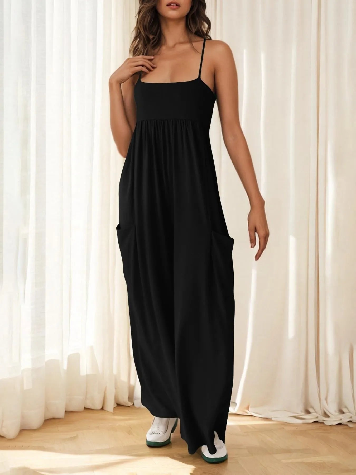 Kristel - Tuta casual con spalline sottili e gamba larga