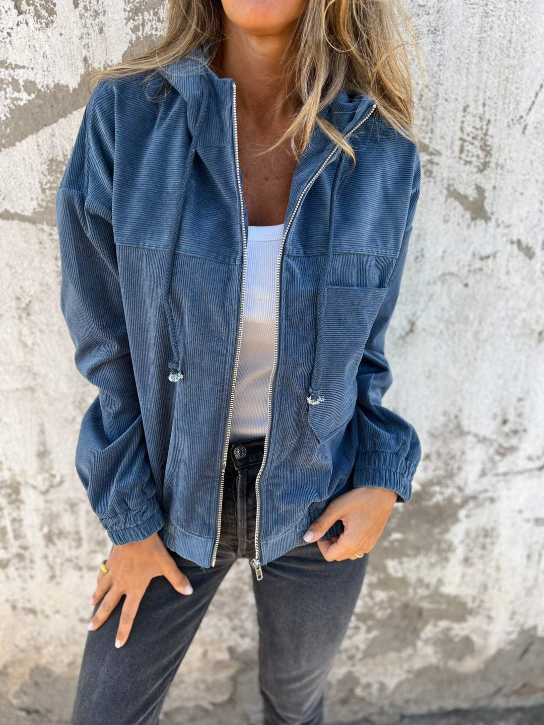 Edeline - Giacca casual con cappuccio e zip