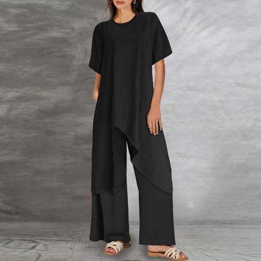 Orinthia - Completo Elegante con Blusa Lunga e Pantaloni