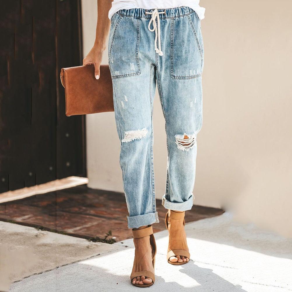 Doreen - Pantaloni jogger in denim casual