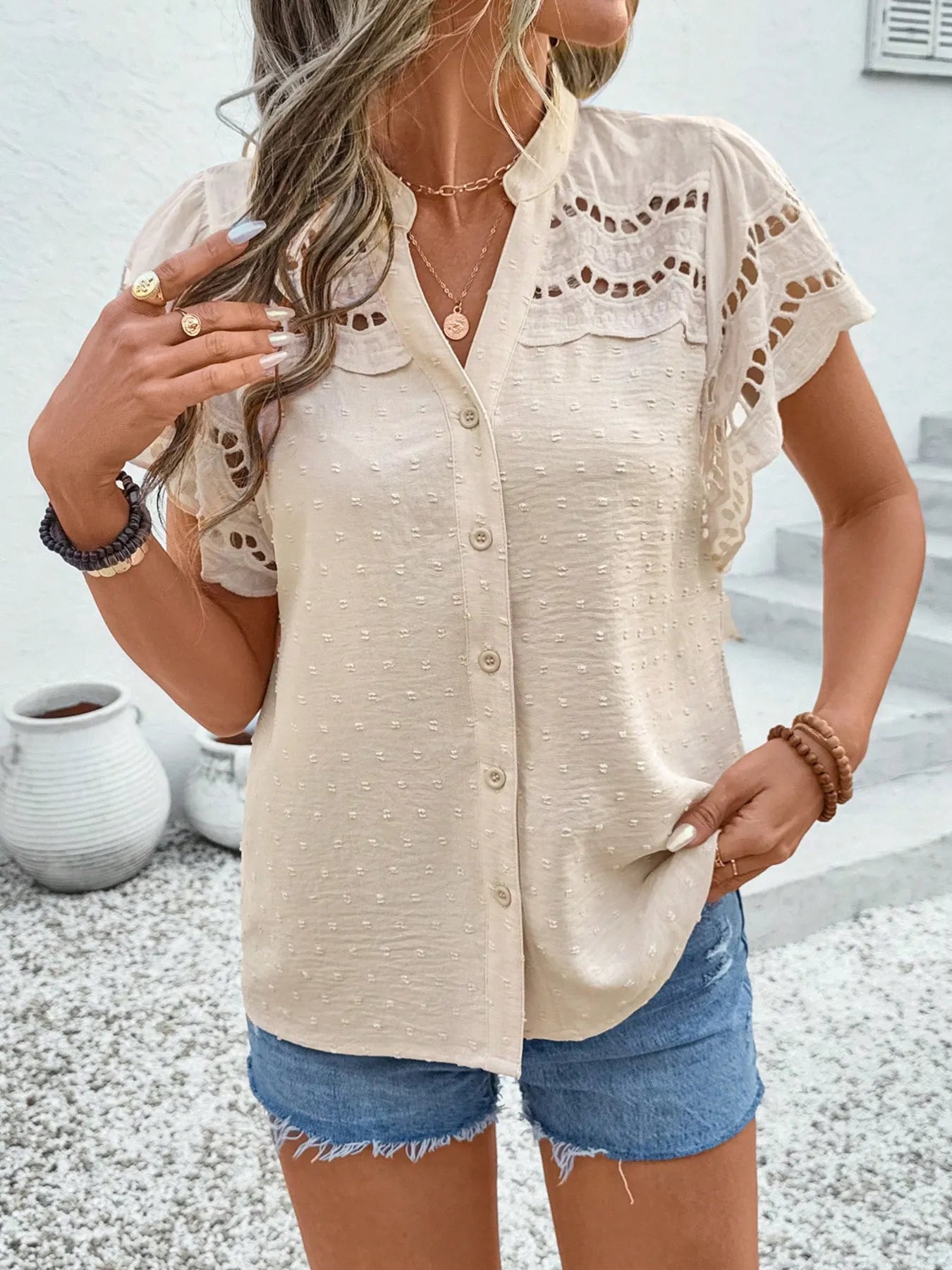 Lottie - Blusa casual a pois con bottoni