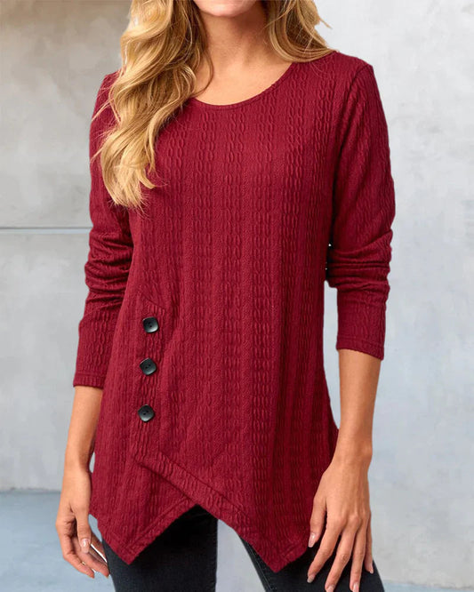 Yolanda - Elegante blusa in maglia a coste con maniche lunghe