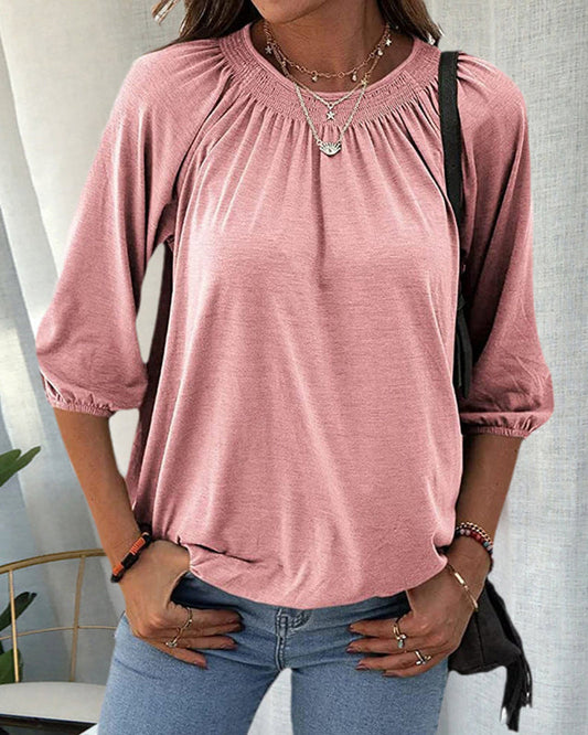 Clarinda - Blusa Elegante a Mezza Manica e Versatile