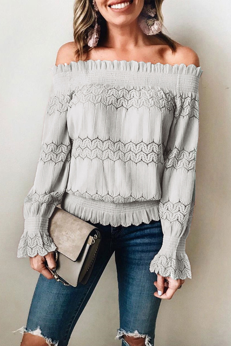 Rana - Elegante blusa off-shoulder a maniche lunghe