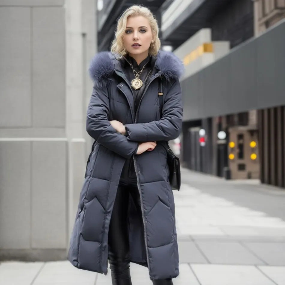 Navy - Caldo cappotto invernale esteso