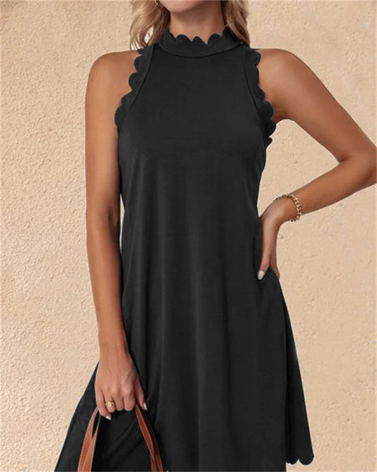 Bettina - Minidress casual senza maniche con collo alto