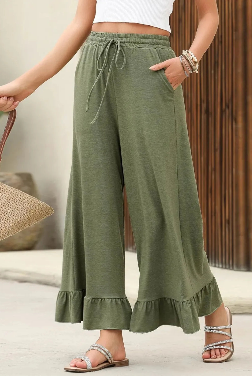 Ava - Pantaloni ampi con volant