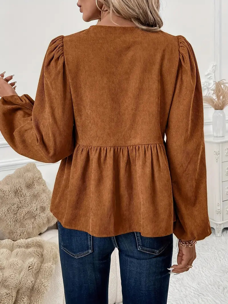Adeline - Elegante camicetta con coulisse e maniche a sbuffo