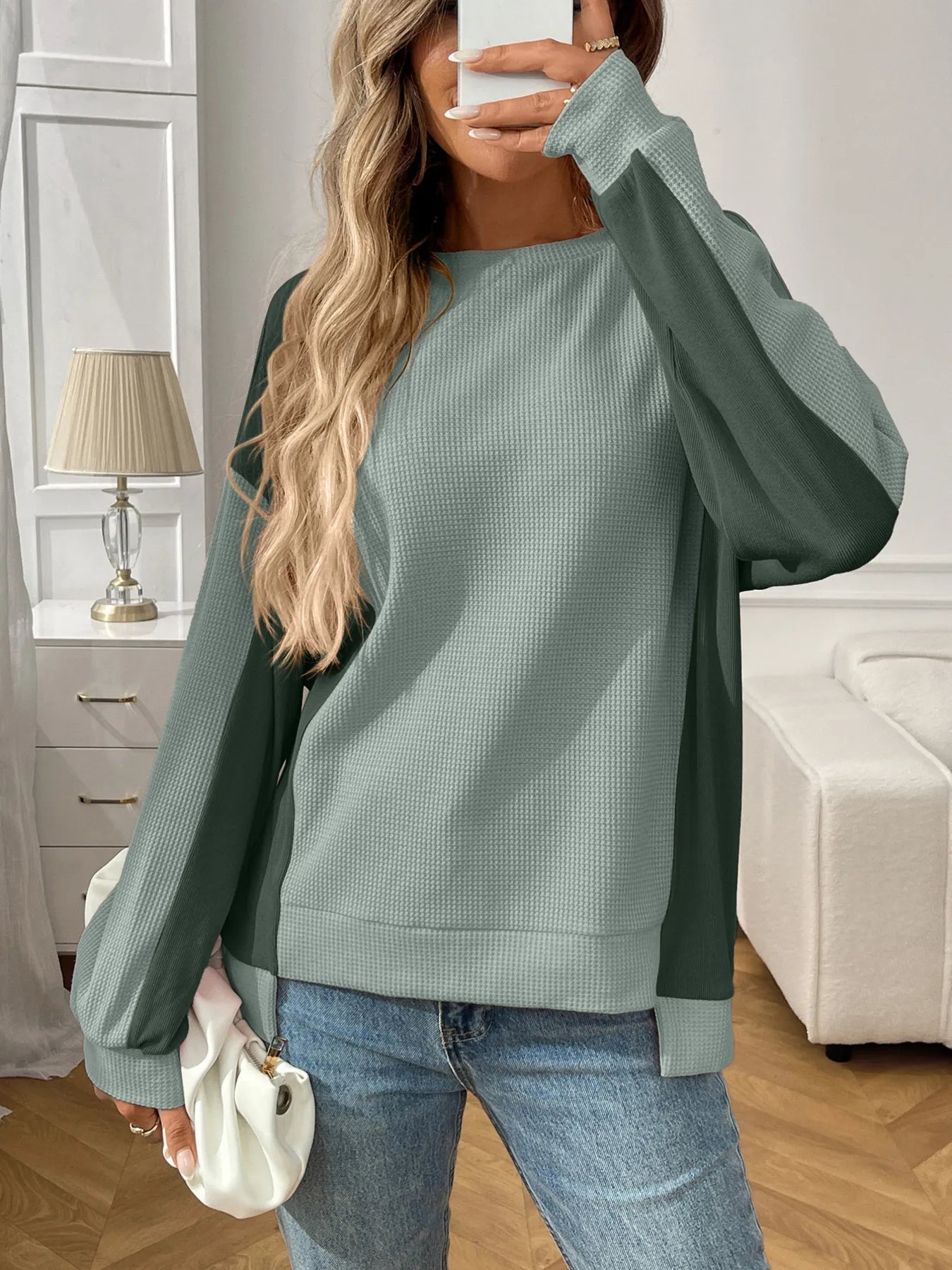Kaelira - Felpa casual ed elegante a maniche lunghe con blocchi di colore