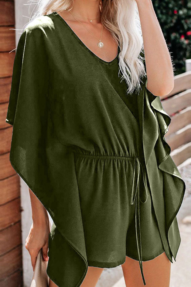 Omelina - Elegante Tuta Corta con Scollo a V e Maniche Pipistrello