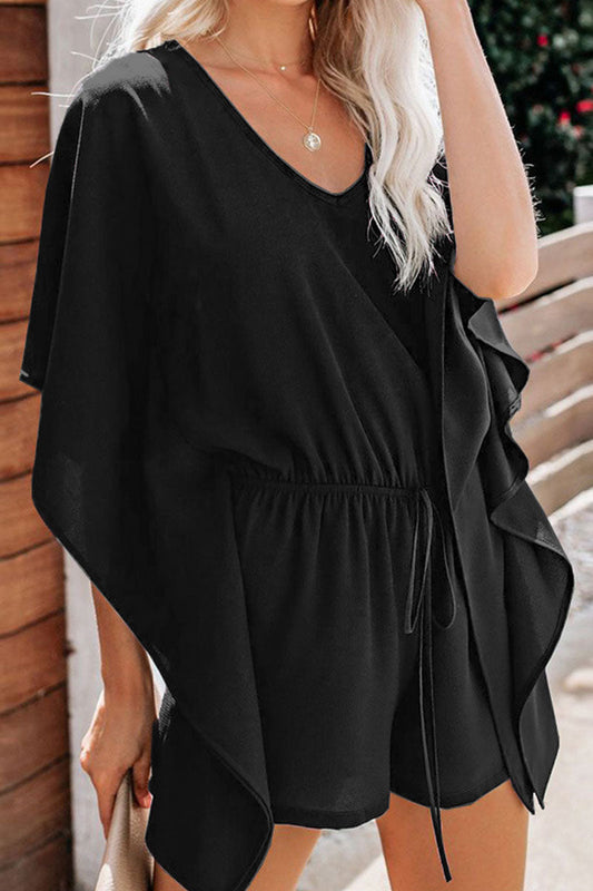 Omelina - Elegante Tuta Corta con Scollo a V e Maniche Pipistrello