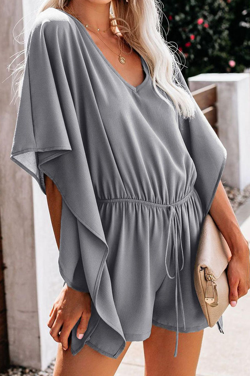 Omelina - Elegante Tuta Corta con Scollo a V e Maniche Pipistrello