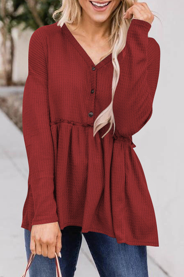 Novella - Blusa casual a manica lunga con scollo a V