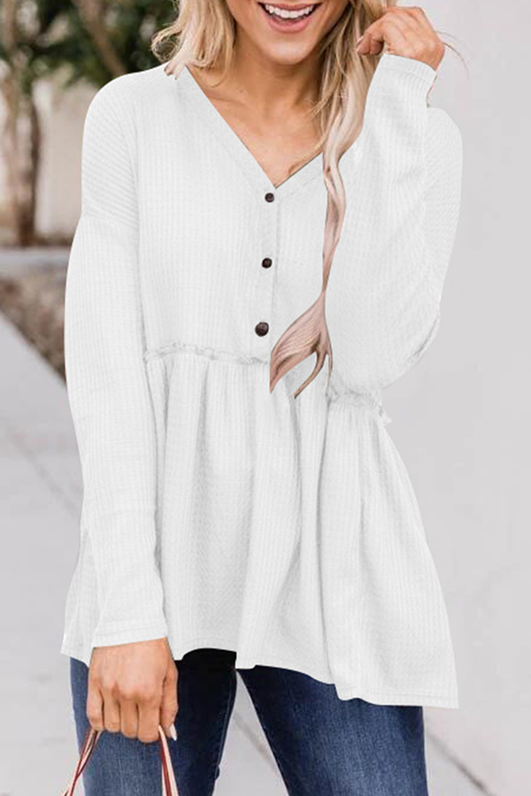 Novella - Blusa casual a manica lunga con scollo a V