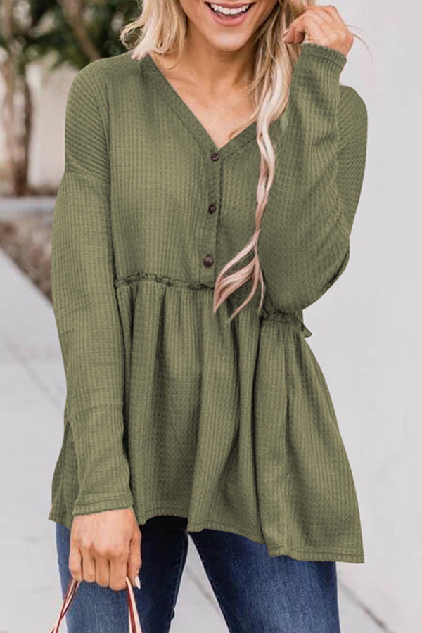 Novella - Blusa casual a manica lunga con scollo a V