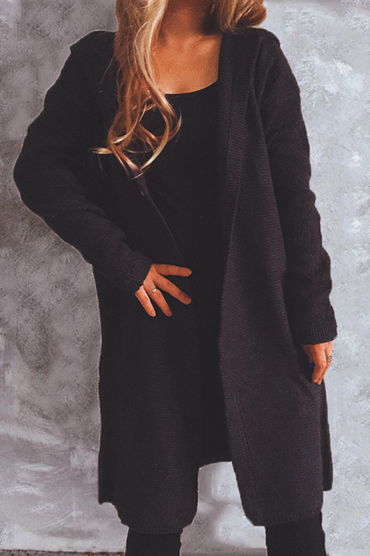 Cassia - Elegante e Versatile Cappotto Lungo in Maglia con Cappuccio