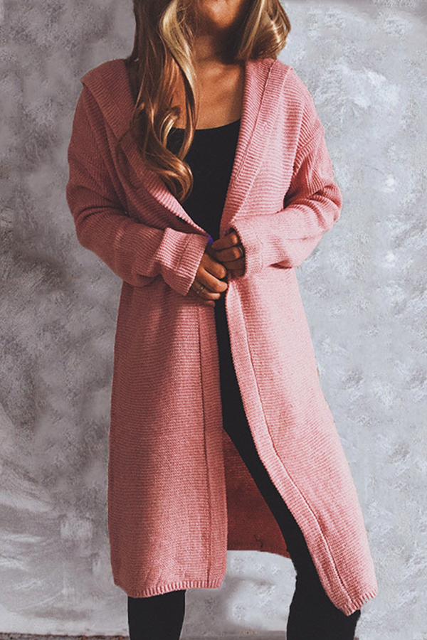 Cassia - Elegante e Versatile Cappotto Lungo in Maglia con Cappuccio
