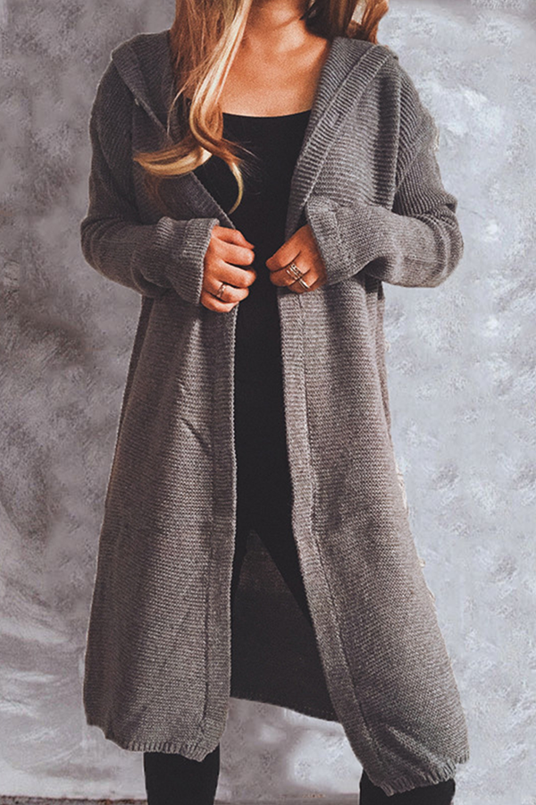 Cassia - Elegante e Versatile Cappotto Lungo in Maglia con Cappuccio