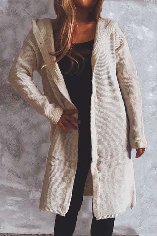 Cassia - Elegante e Versatile Cappotto Lungo in Maglia con Cappuccio